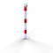 Barrier posts | Steel tube  60 x 2,5 mm | foldable | with triangular locking mechanism | to be fixed by plugswith base plate 100 x 150 mm | hot-dip galvanized and white coatedwith three red reflecting stripes | without eyelet